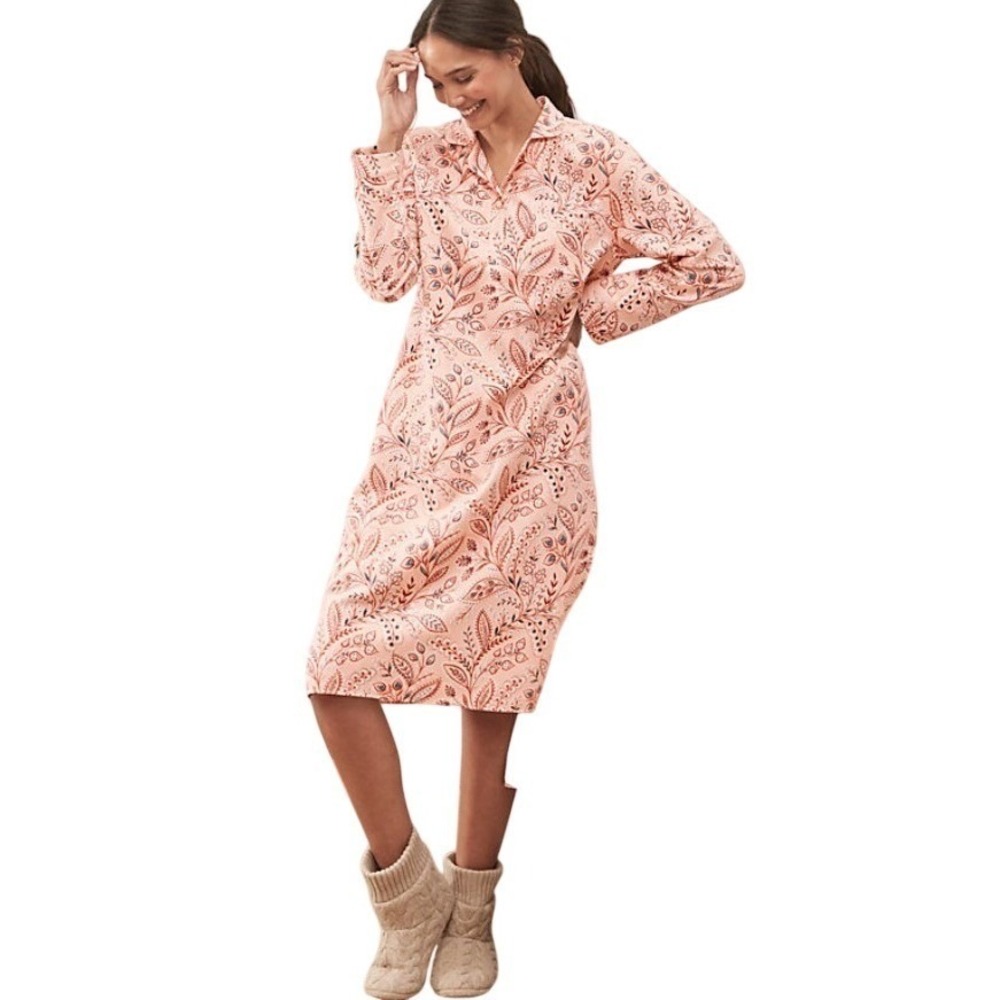 Garnet Hill Organic Cotton Flannel Night Gown XL Paisley Floral Sleepwear NEW - Picture 2 of 16